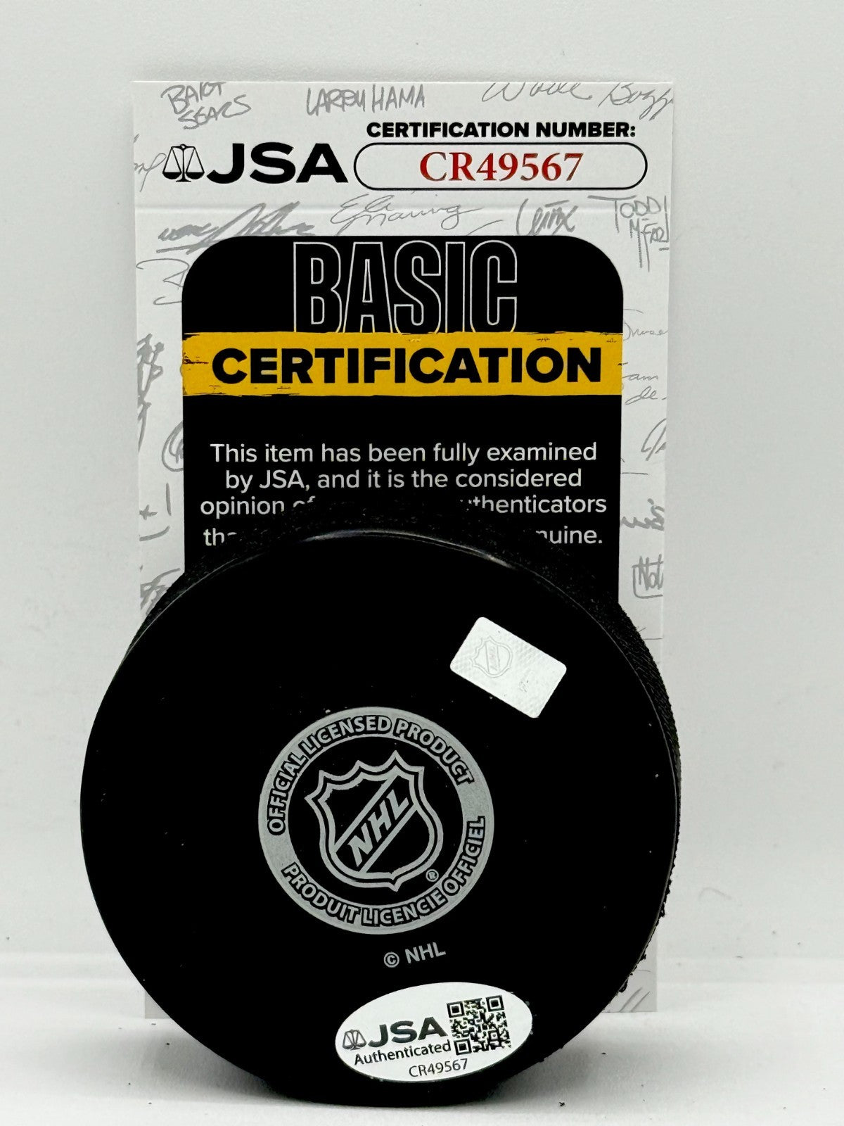 Eddie Johnston signed Pittsburgh Penguins Logo Puck autographed JSA