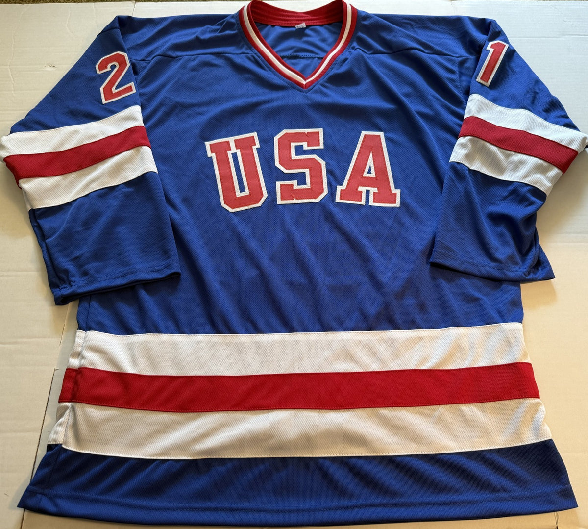 Mike Eruzione Team USA signed Custom jersey autographed Miracle On Ice Gold JSA