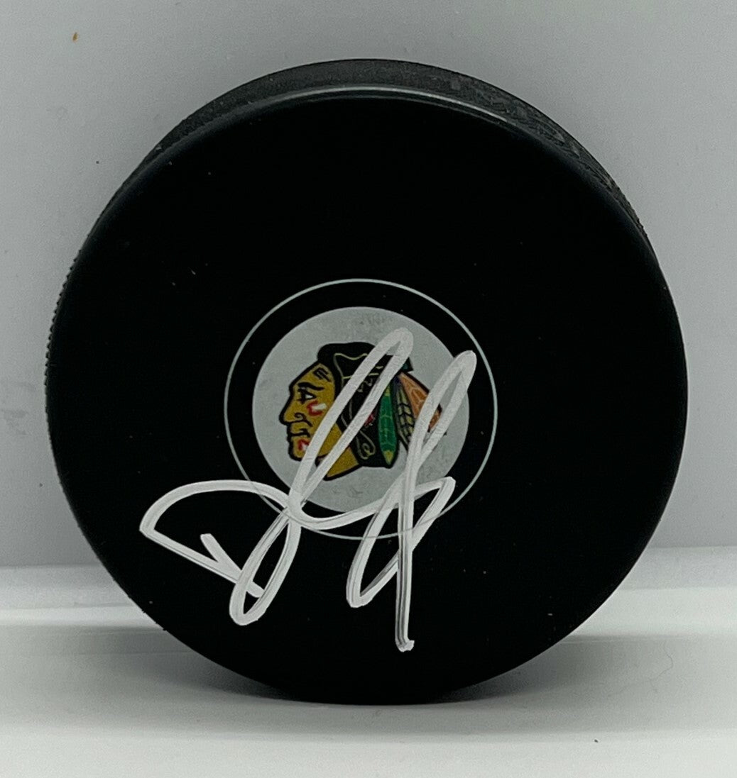 Derek King signed Chicago Blackhawks Puck autographed Hawks
