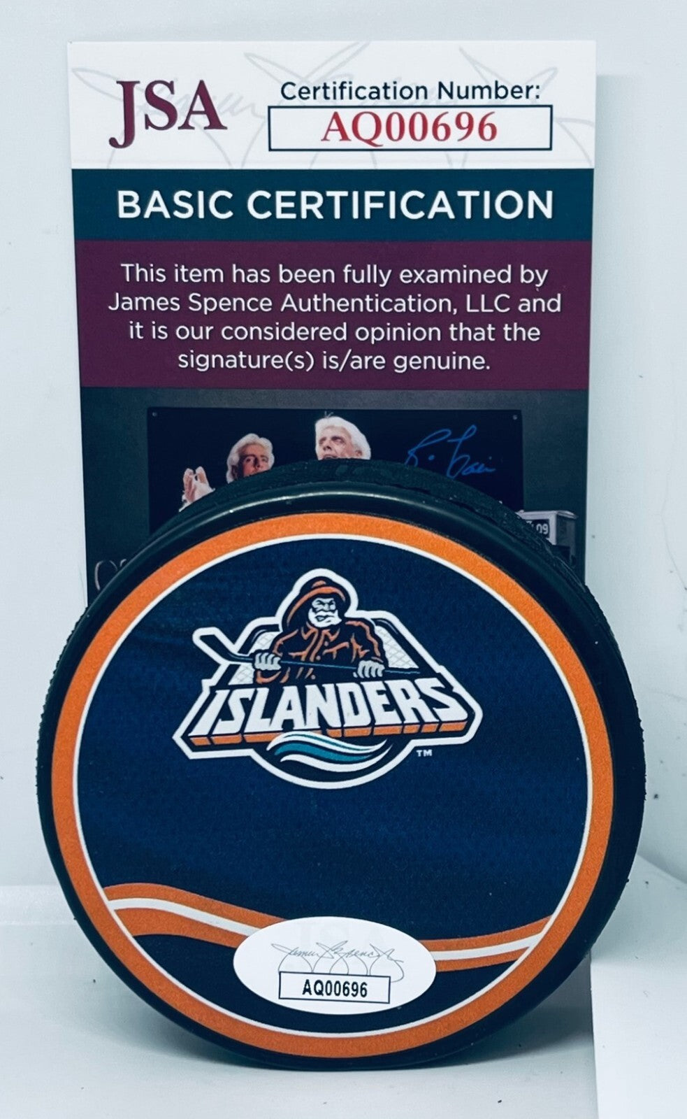 Chico Resch signed New York Islanders Reverse Retro Puck autographed JSA COA