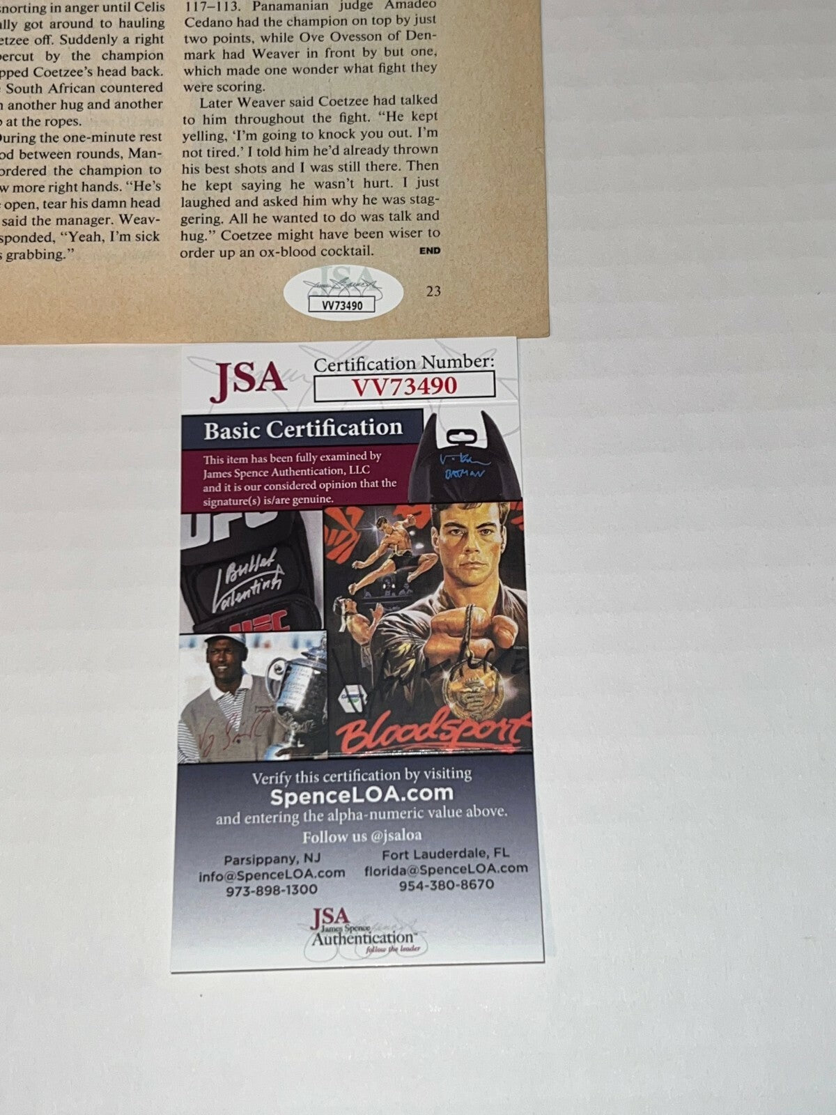 Gerrie Coetzee signed Magazine Page Boxing Champ autographed 3 JSA