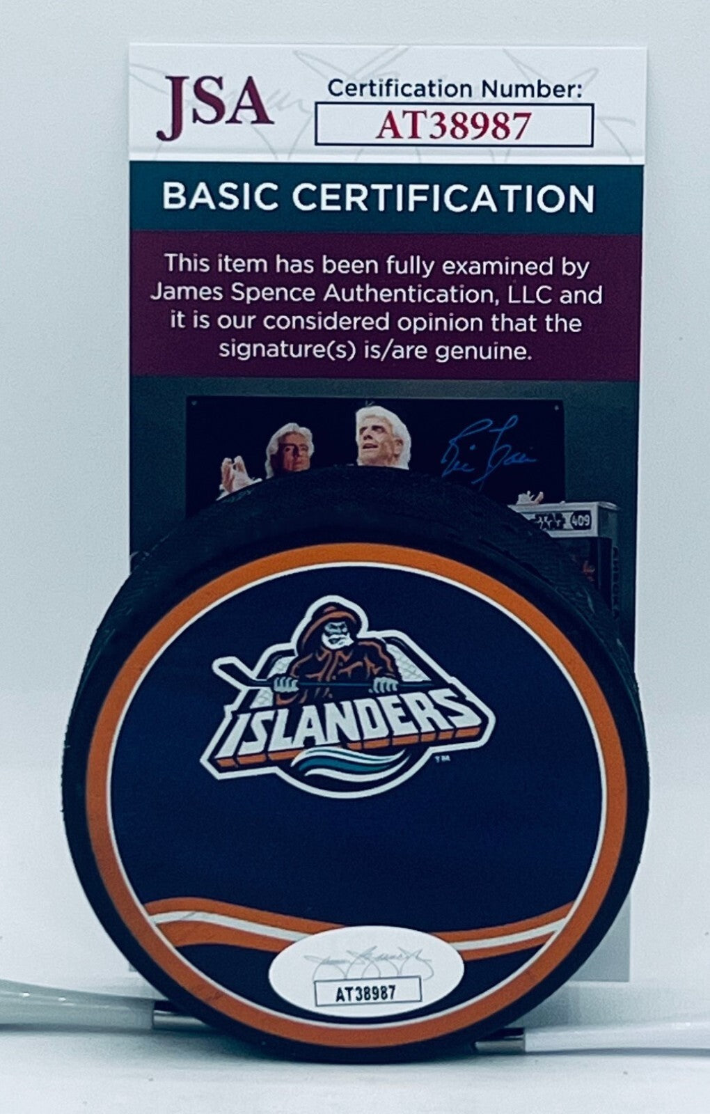 Bo Horvat signed New York Islanders Reverse Retro Puck autographed JSA