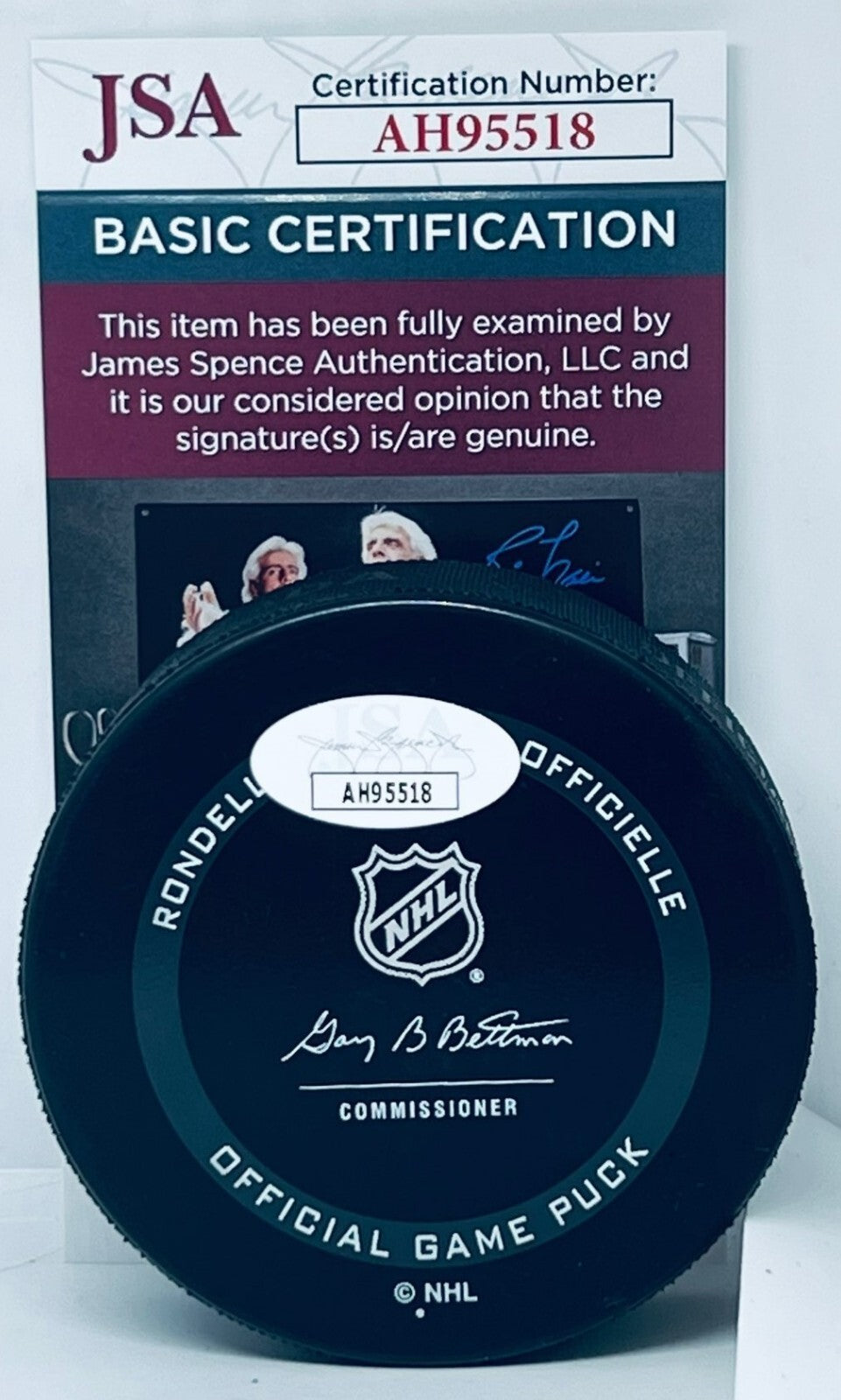 Logan Thompson signed Vegas Golden Knights Official Game Puck autographed JSA