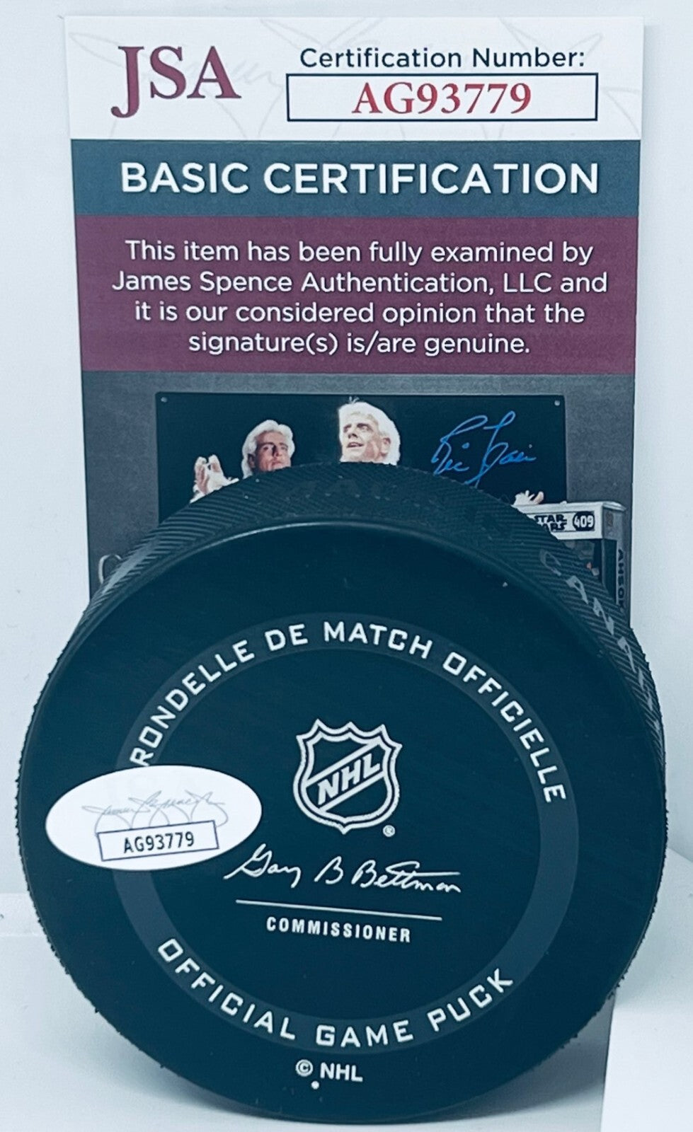 Ken Holland signed Edmonton Oilers Official Game Puck autographed JSA