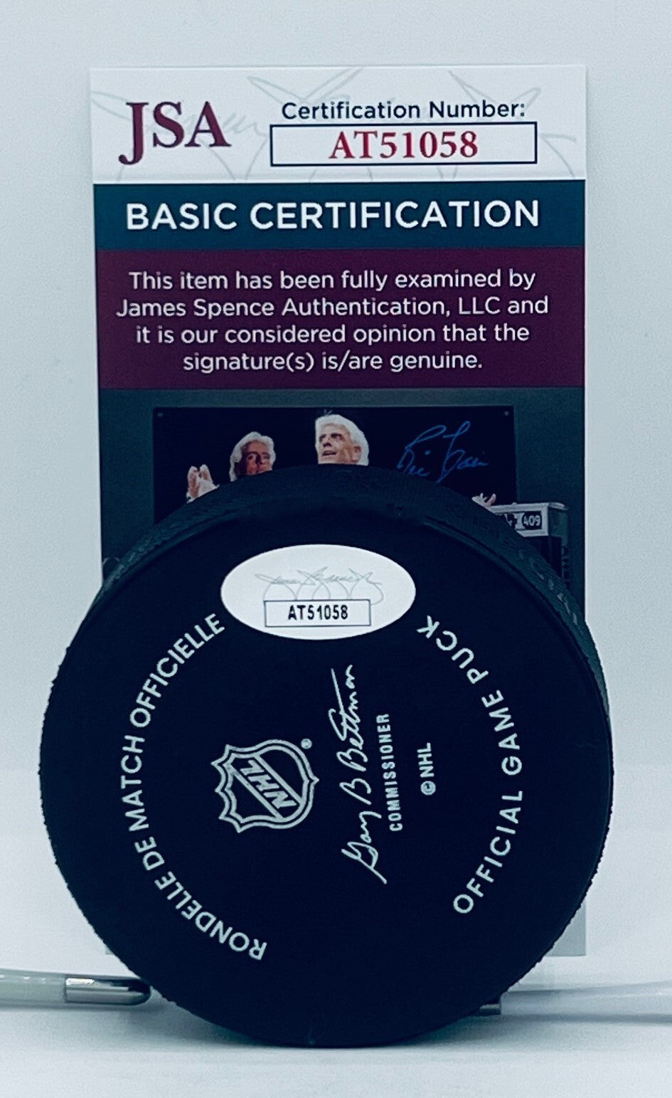 Adam Boqvist signed Columbus Blue Jackets Official Game Puck autographed JSA COA