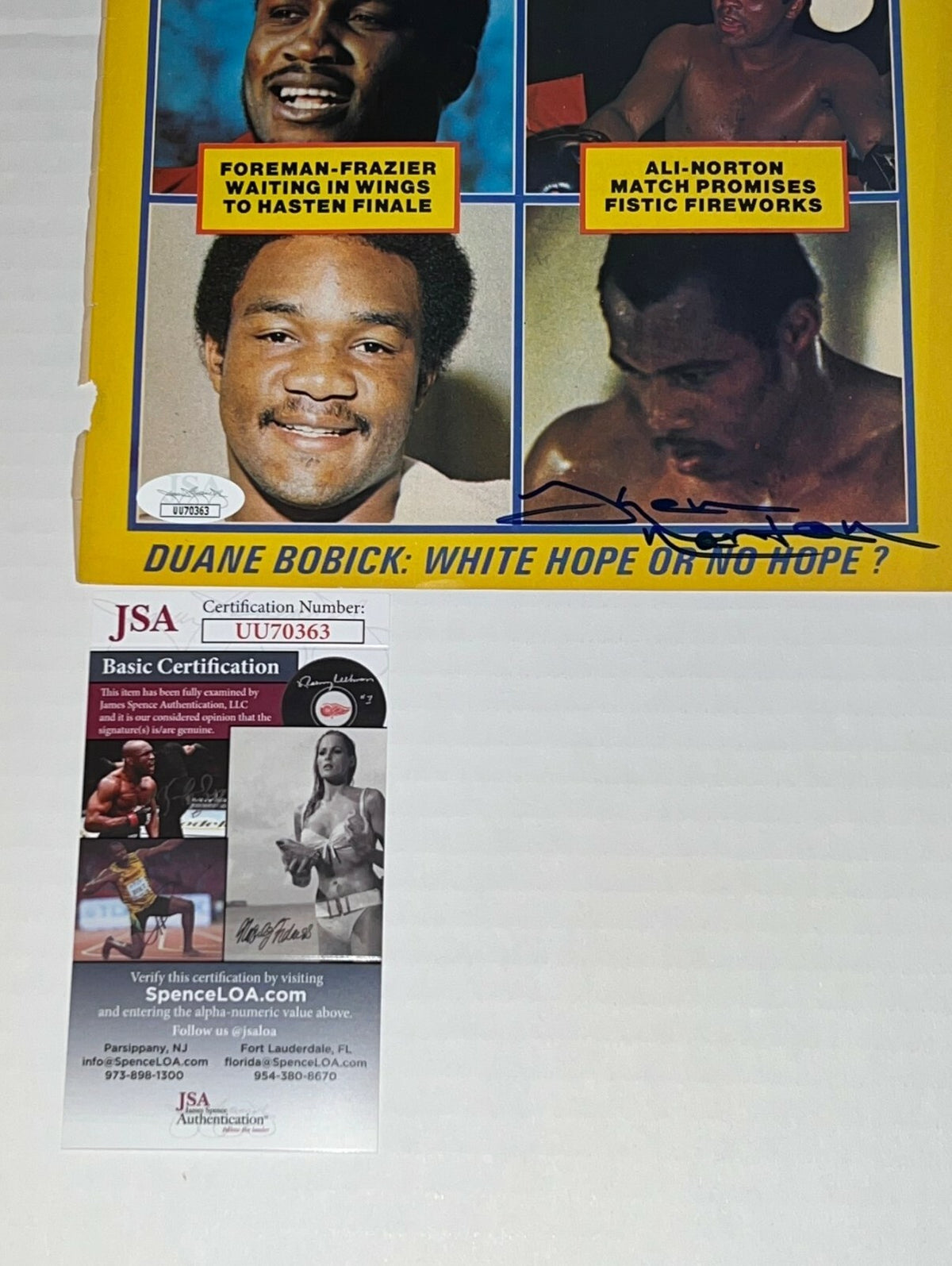 Ken Norton signed Boxing Magazine Page Heavyweight Champ autographed JSA