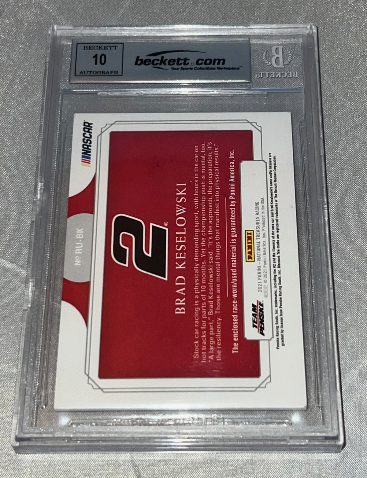 Brad Keselowski signed 2021 Panini National Treasures Race Used Tires #20 Card