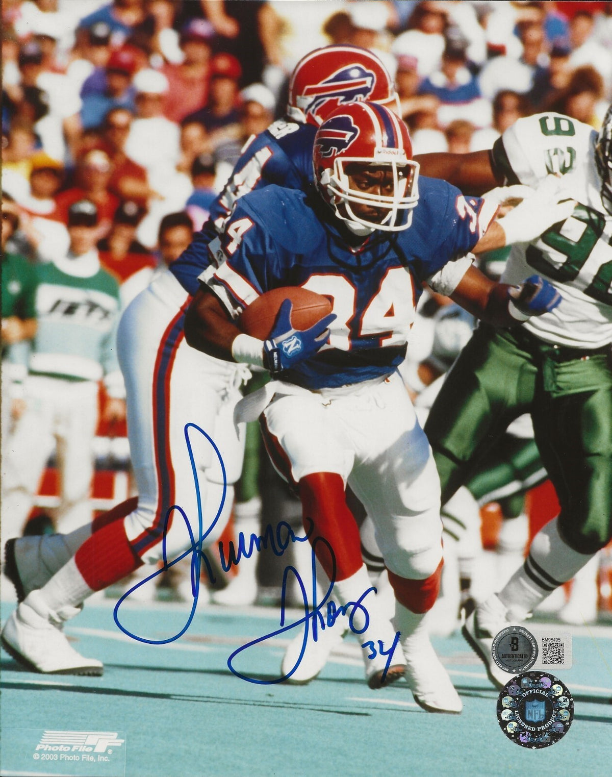 Thurman Thomas signed Buffalo Bills 8x10 photo autographed Beckett COA