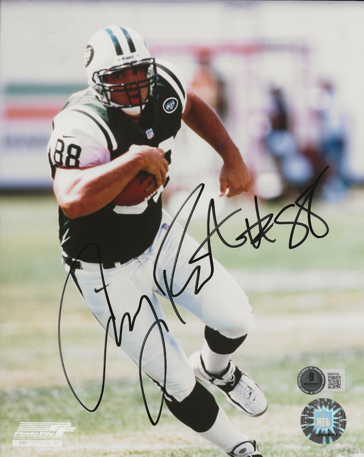 Anthony Becht signed New York Jets 8x10 photo autographed Beckett COA