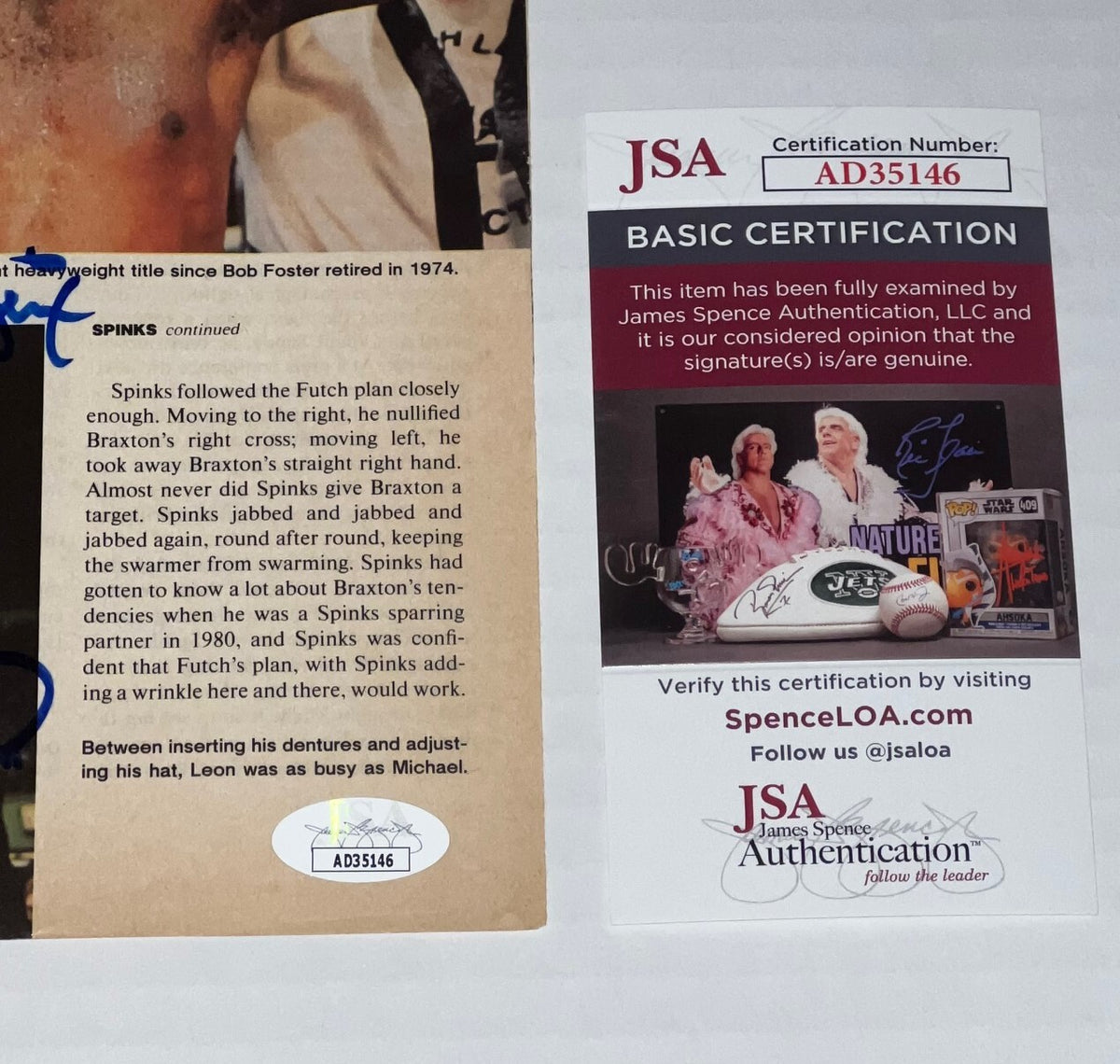 Leon Spinks & Michael Spinks signed Boxing Magazine Page autographed JSA