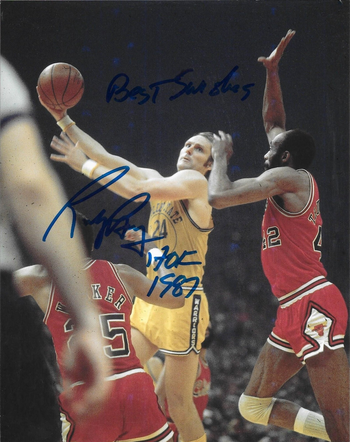 Rick Barry signed Golden State Warriors 8x10 photo autographed W HOF Inscription
