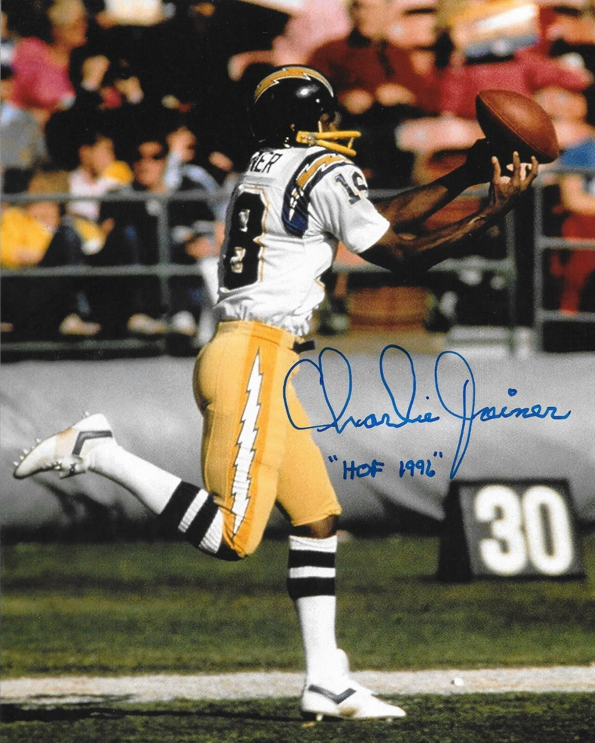 Charlie Joiner signed San Diego Chargers 8x10 photo W/ HOF Inscription #4