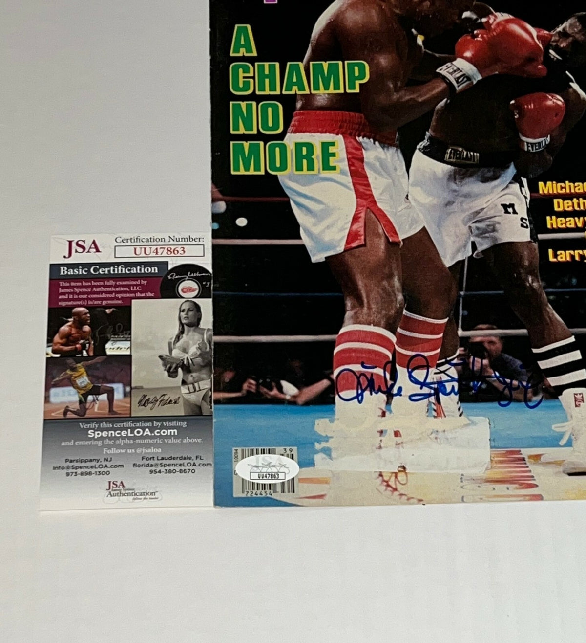 Michael Spinks Jinx signed Magazine Page Boxing Champ autographed 14 JSA