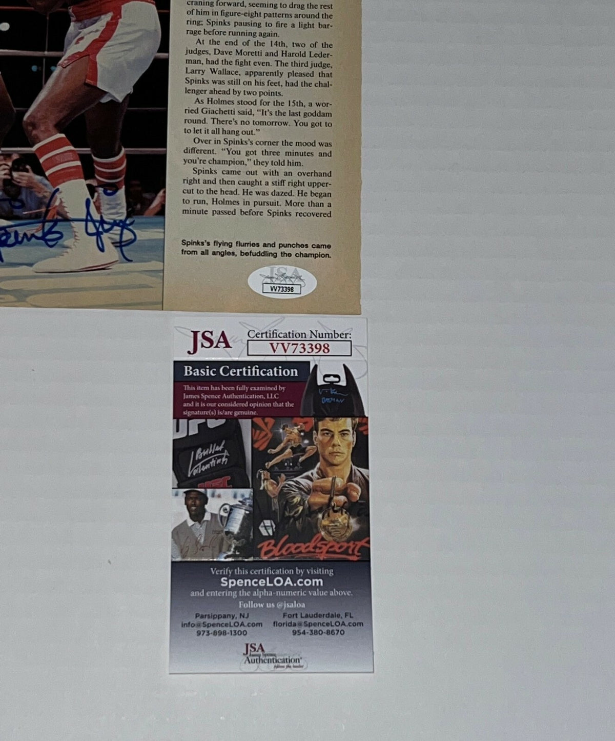 Michael Spinks Jinx signed Magazine Page Boxing Champ autographed 10 JSA