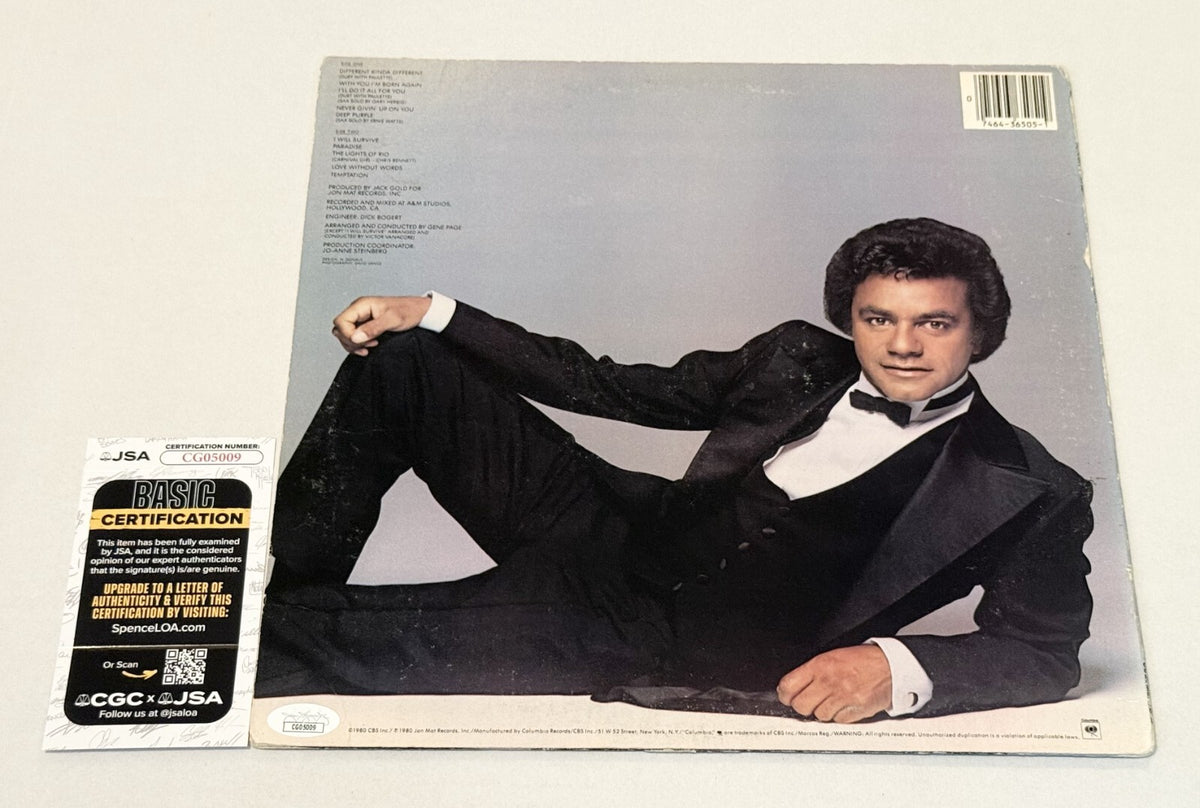 Johnny Mathis signed Different Kinda Different Album Vinyl autographed JSA COA