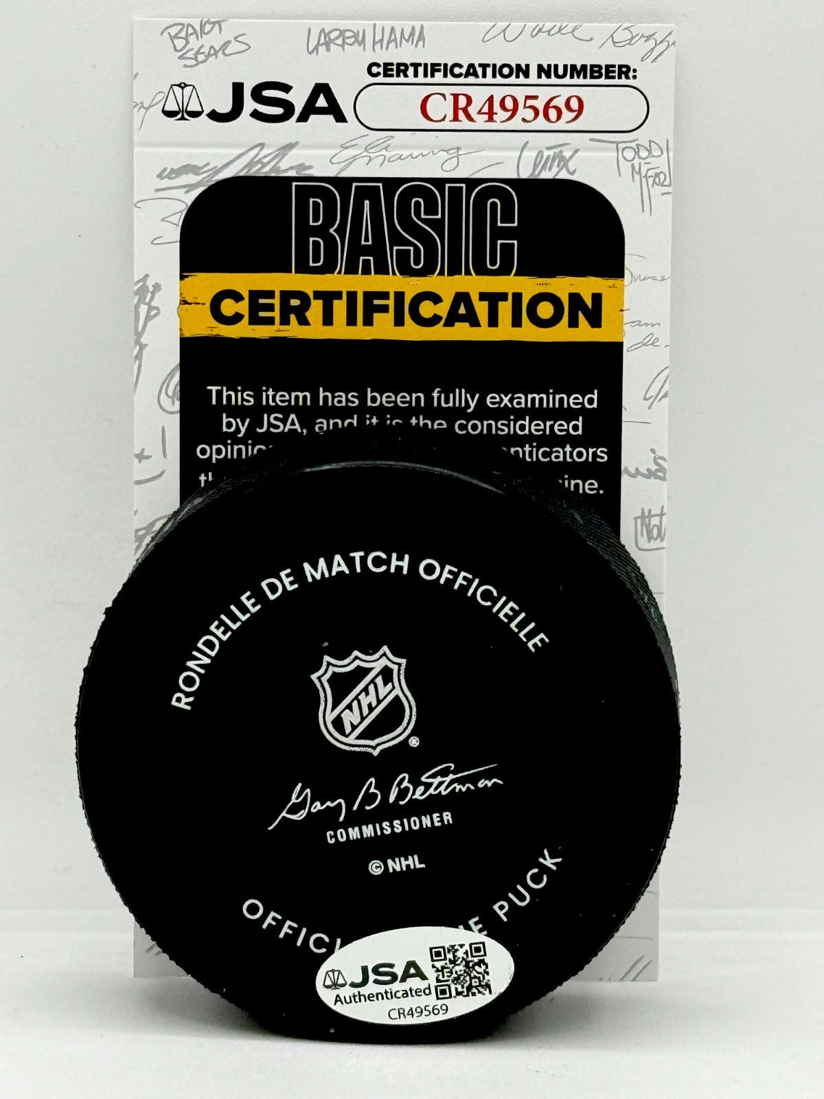 Ed Belfour signed Chicago Blackhawks 100th Anniversary Game Puck autographed JSA