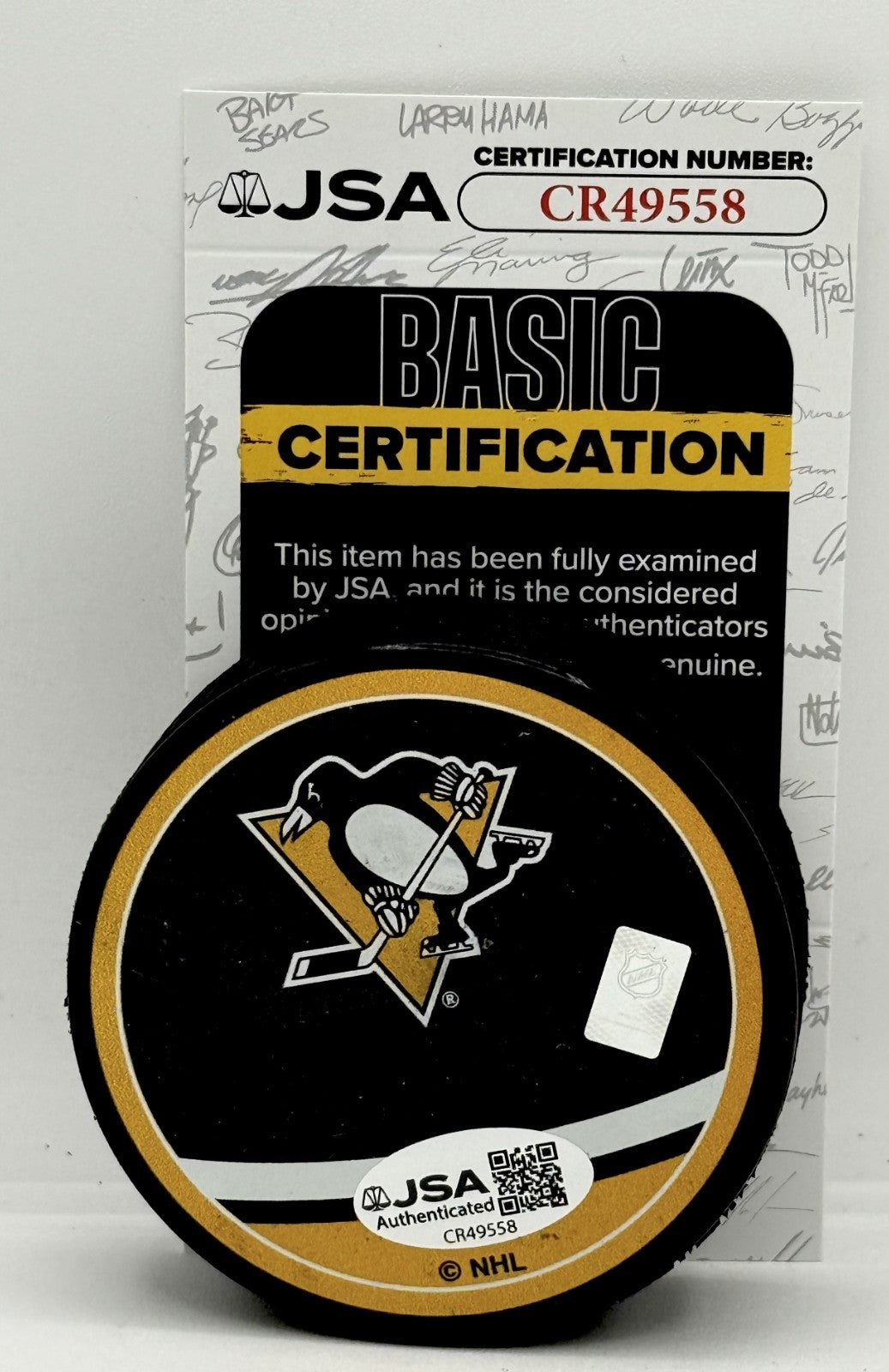 Bryan Rust signed Pittsburgh Penguins Reverse Retro Puck autographed JSA