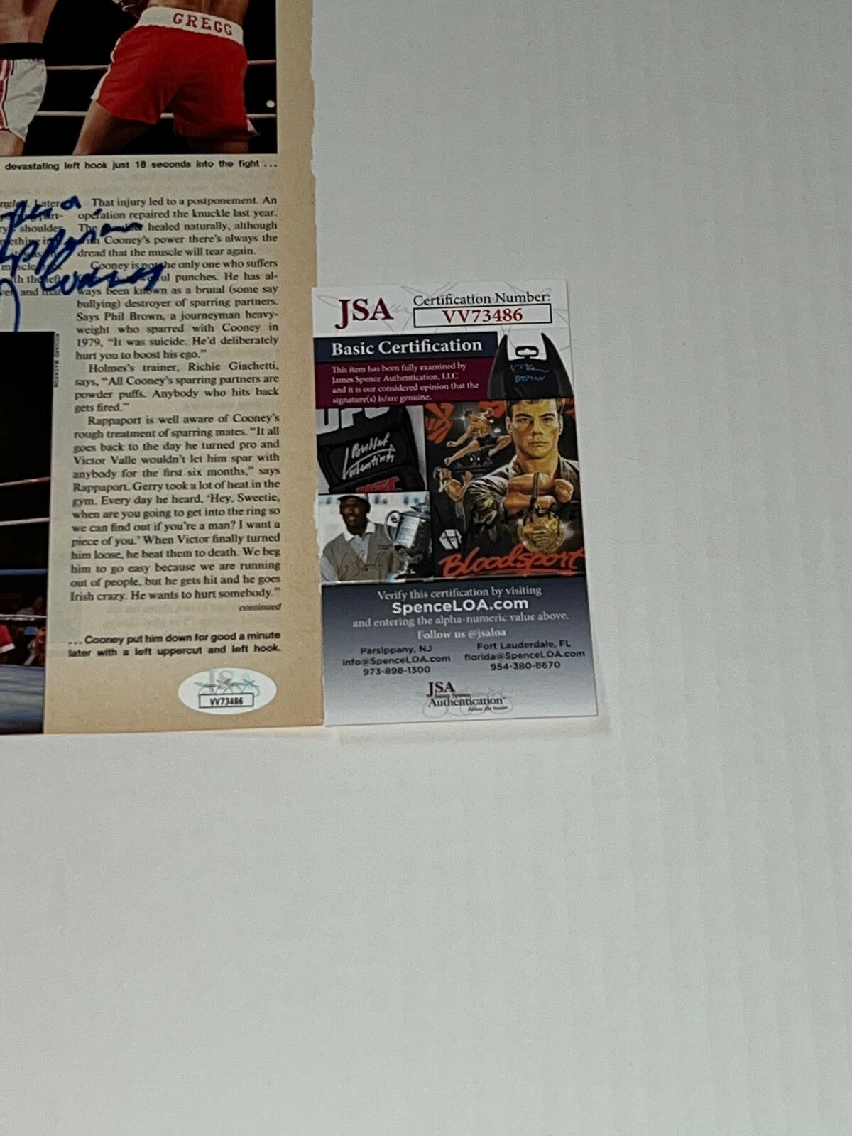 Gerry Cooney signed Boxing Magazine Page autographed 2 JSA