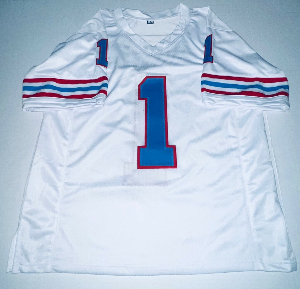 Warren Moon Houston Oilers signed White Custom jersey autographed W/ HOF Ins JSA