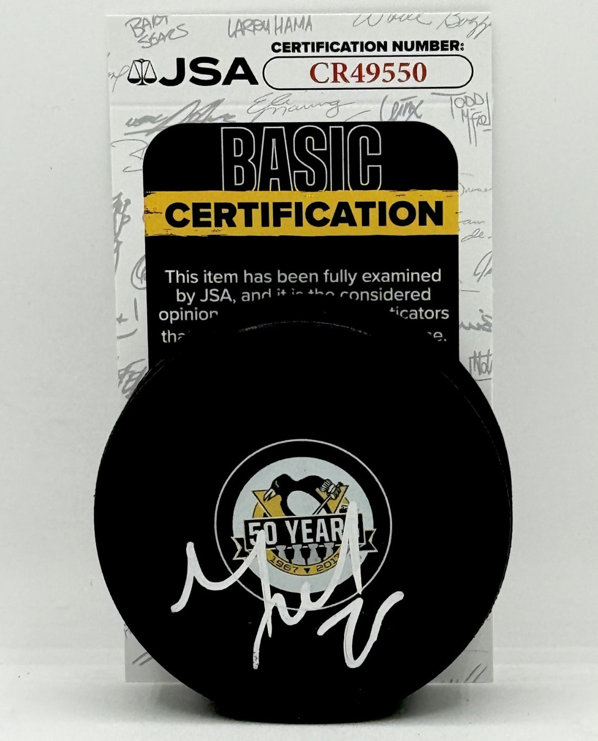 Maxime Talbot signed Pittsburgh Penguins 50th Anniversary Logo Puck JSA