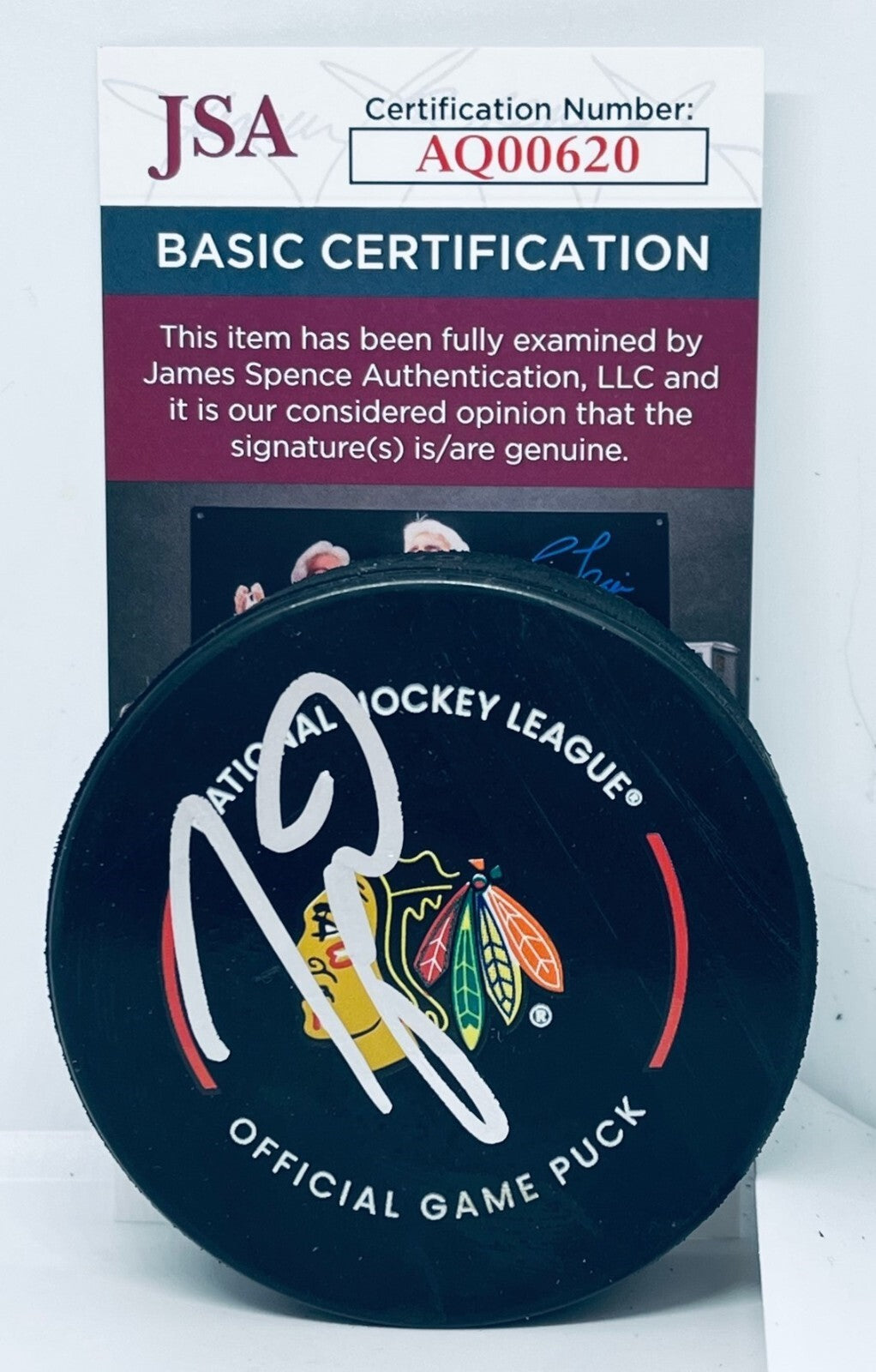 Taylor Hall signed Chicago Blackhawks Official Game Puck autographed JSA
