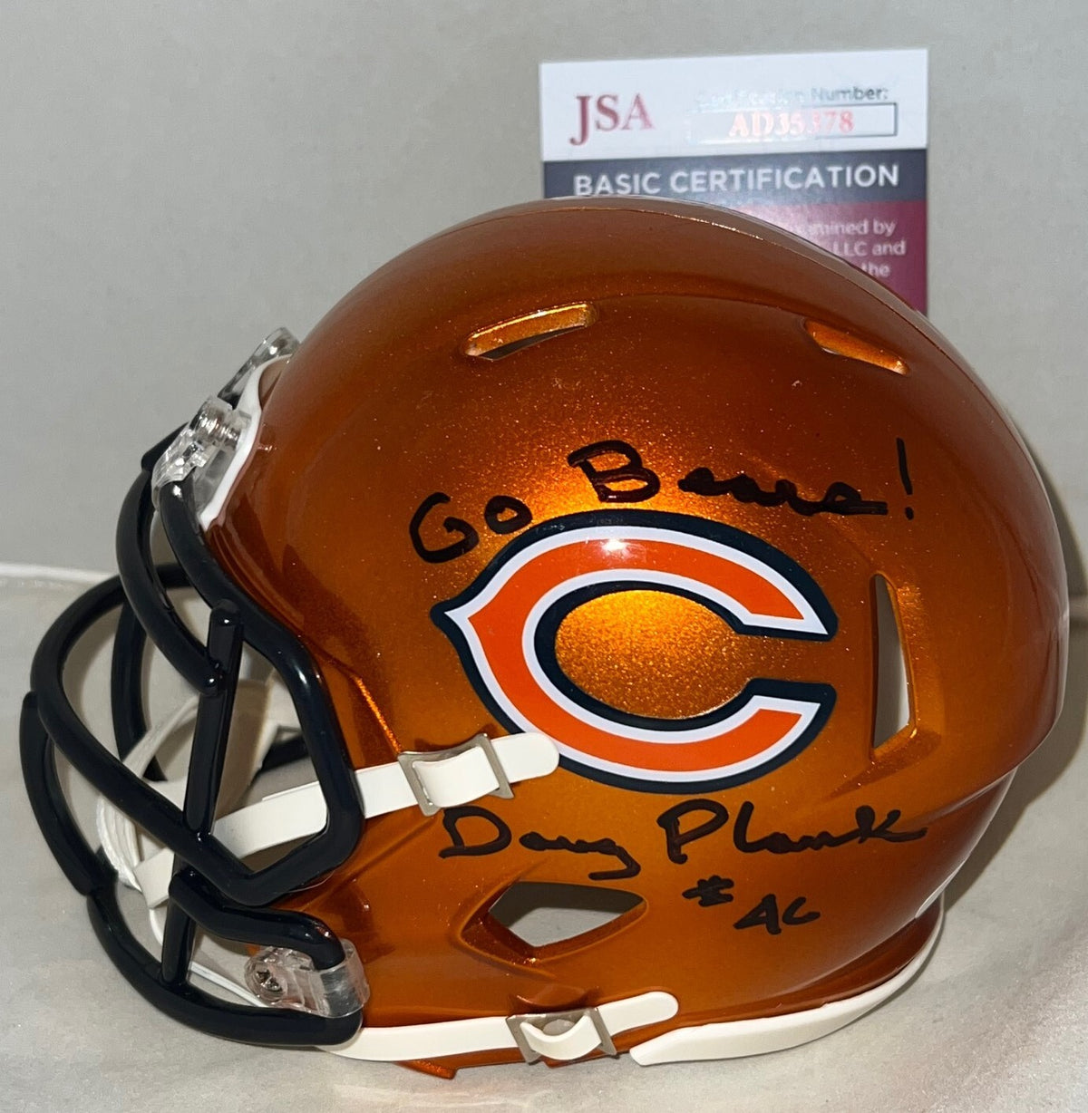 Doug Plank signed Chicago Bears Flash mini helmet autographed JSA