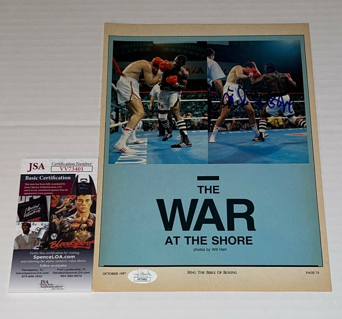 Michael Spinks Jinx signed Magazine Page Boxing Champ autographed 7 JSA