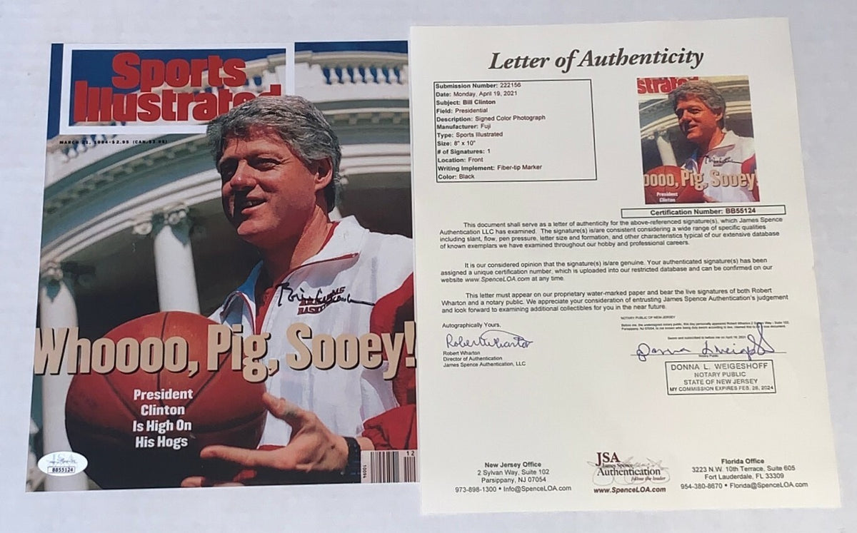Bill Clinton signed Razorbacks Sports Illustrated Cover 8x10 photo JSA Full LOA