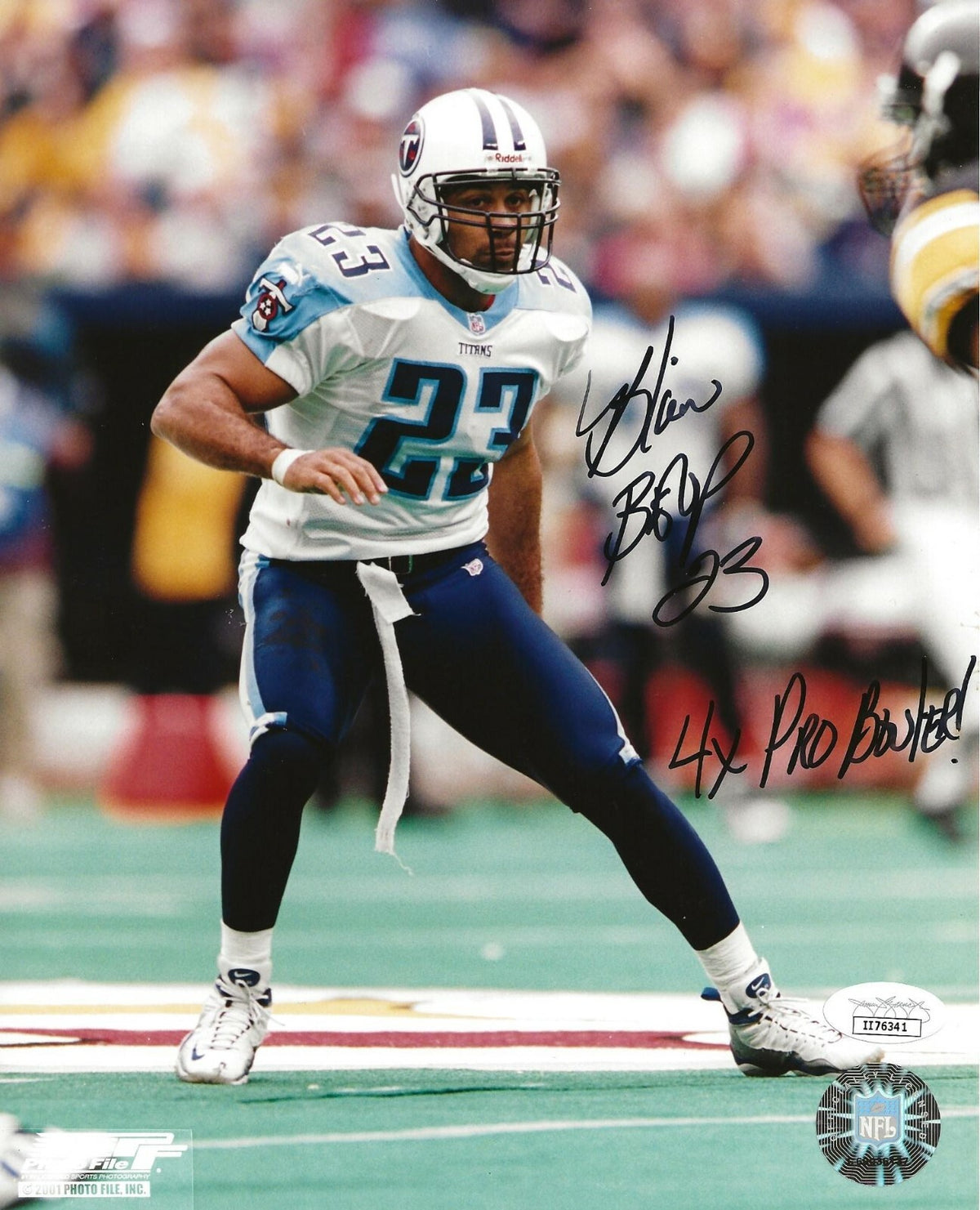 Blaine Bishop signed Tennessee Titans 8x10 photo 4x Pro Bowl Inscription 2 JSA