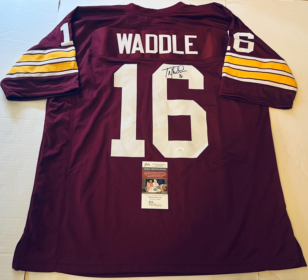 Tom Waddle Boston College Eagles signed Custom jersey autographed Bears JSA