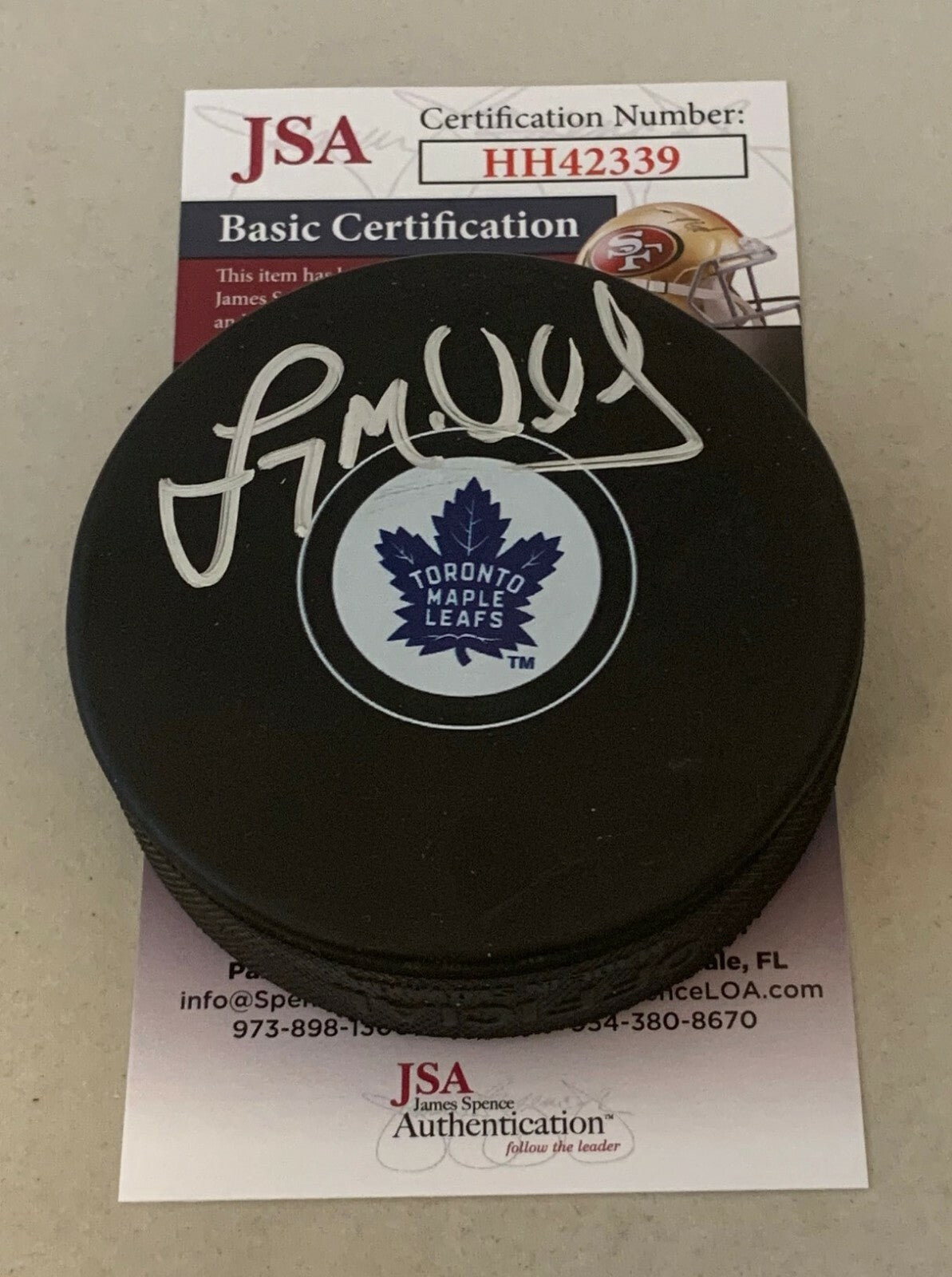 Lanny McDonald signed Toronto Maple Leafs Puck autographed HOF JSA