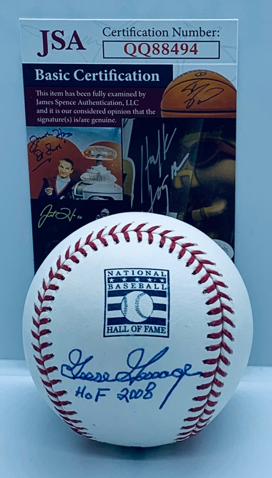 Goose Gossage New York Yankees signed HOF Logo Baseball Ball W/ Inscription JSA