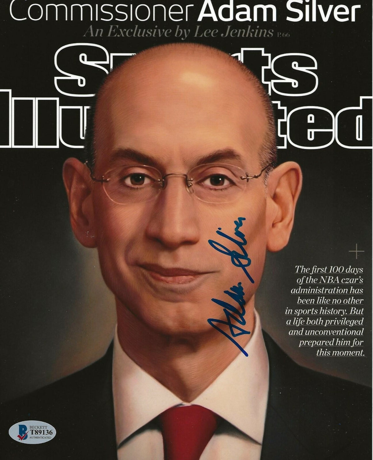 Adam Silver Commissioner signed Sports Illustrated Cover 8x10 photo BAS Beckett