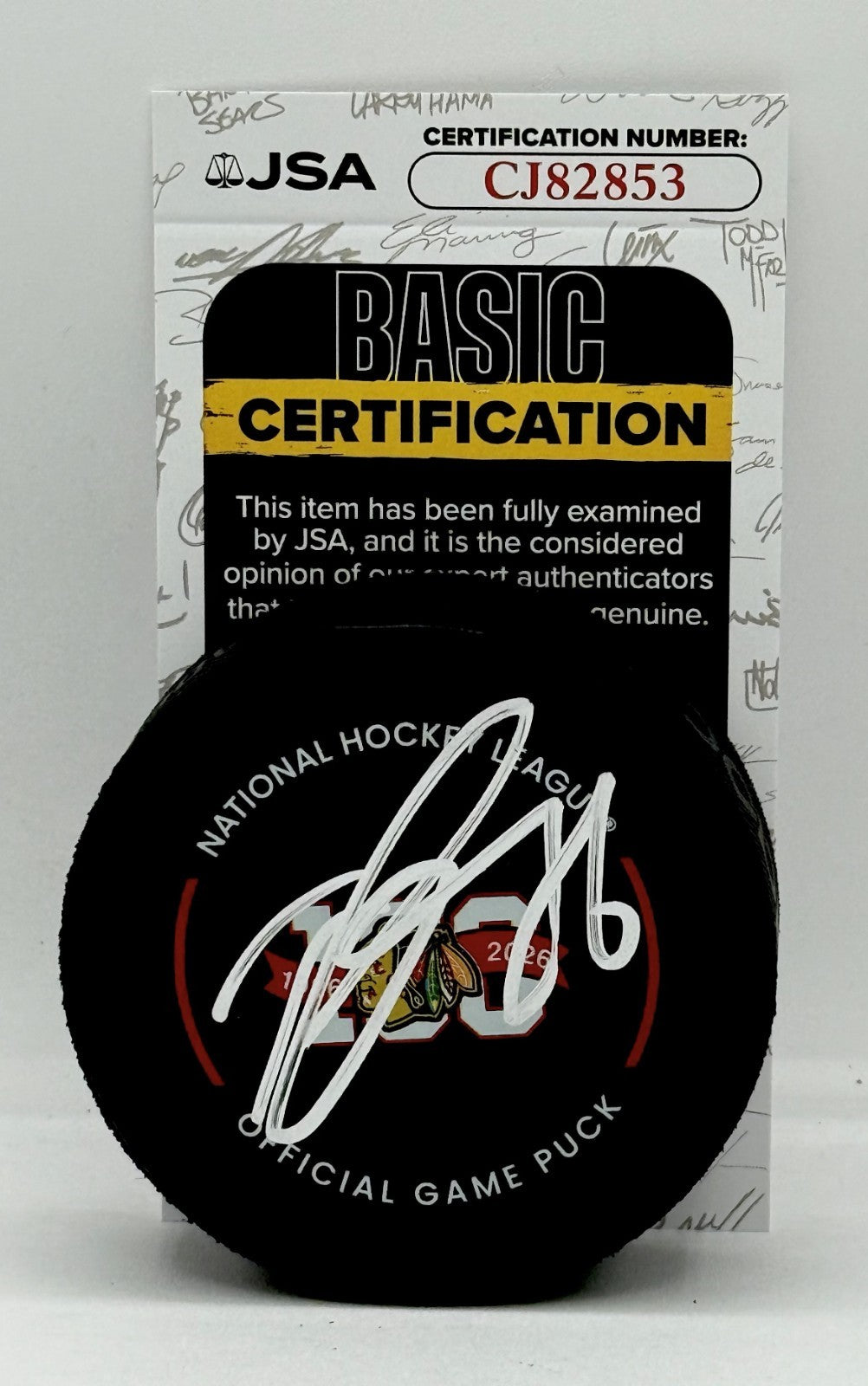 Teuvo Teravainen signed Chicago Blackhawks 100th Anniversary Game Puck JSA