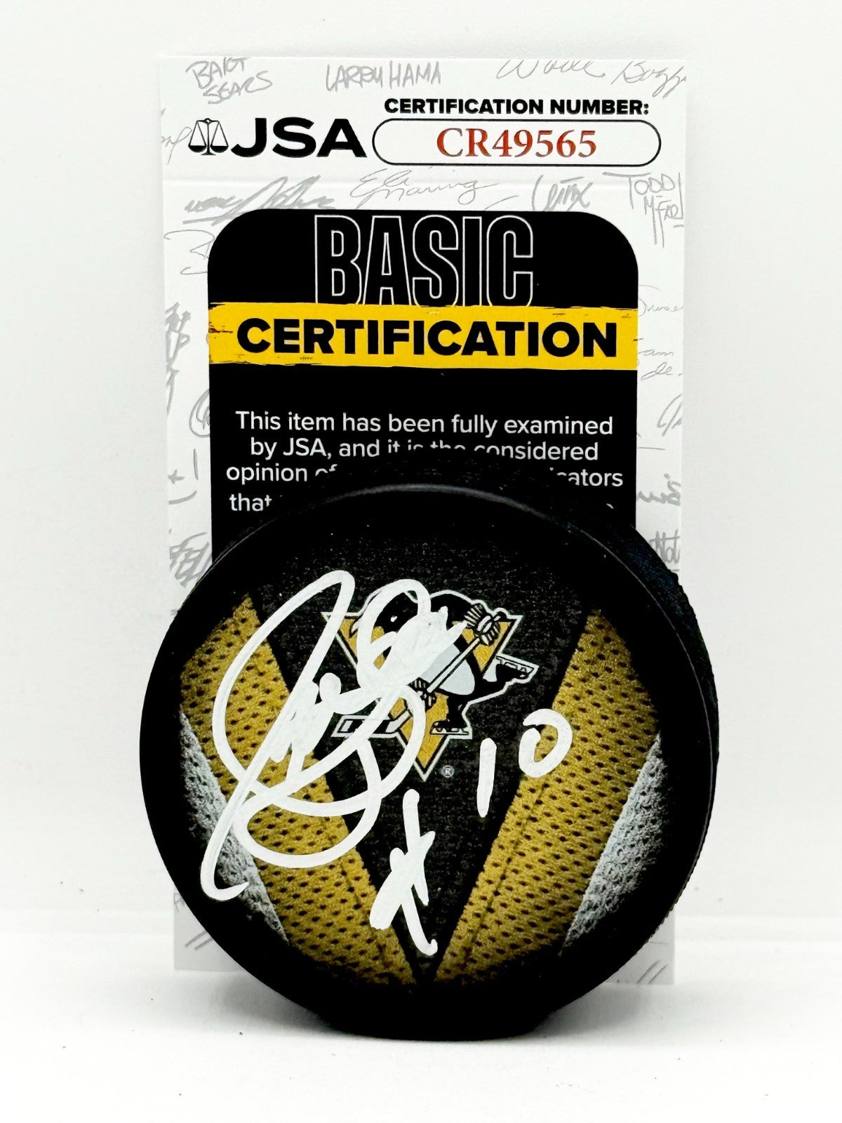 Pierre Larouche signed Pittsburgh Penguins Puck autographed JSA