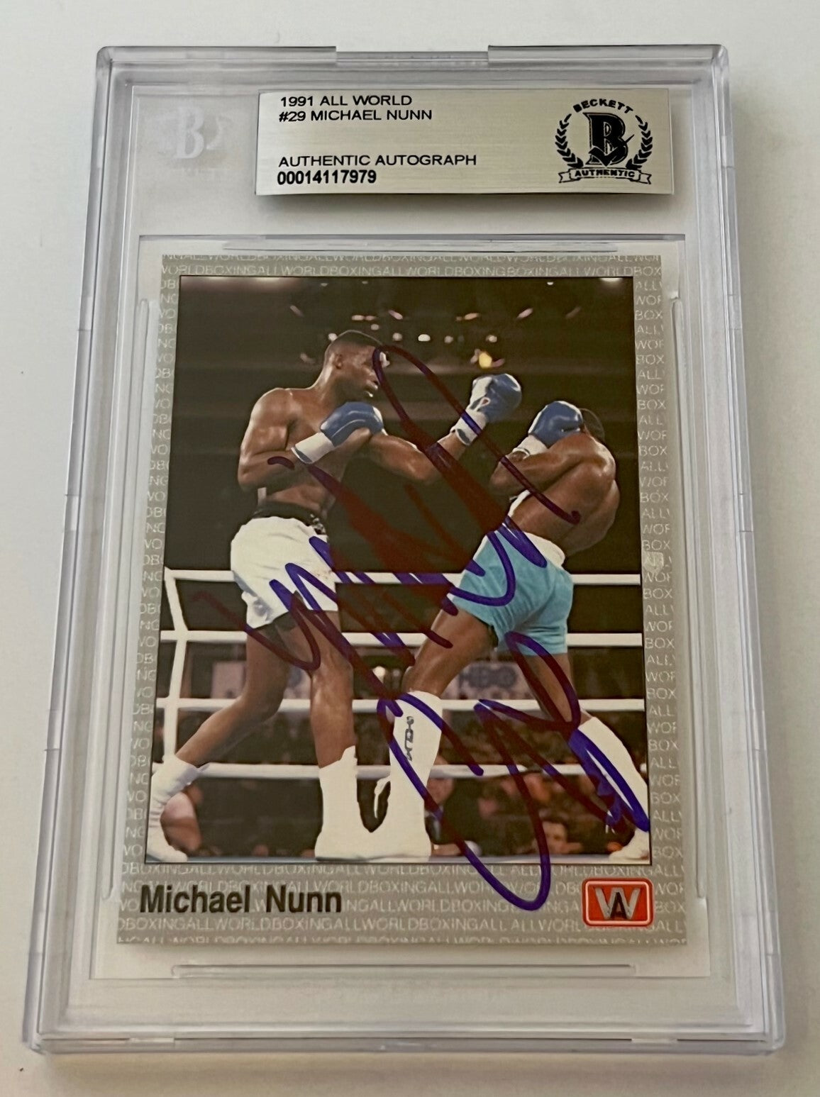 Michael Nunn Boxing signed 1991 All World #29 Card autographed Beckett Slabbed 2