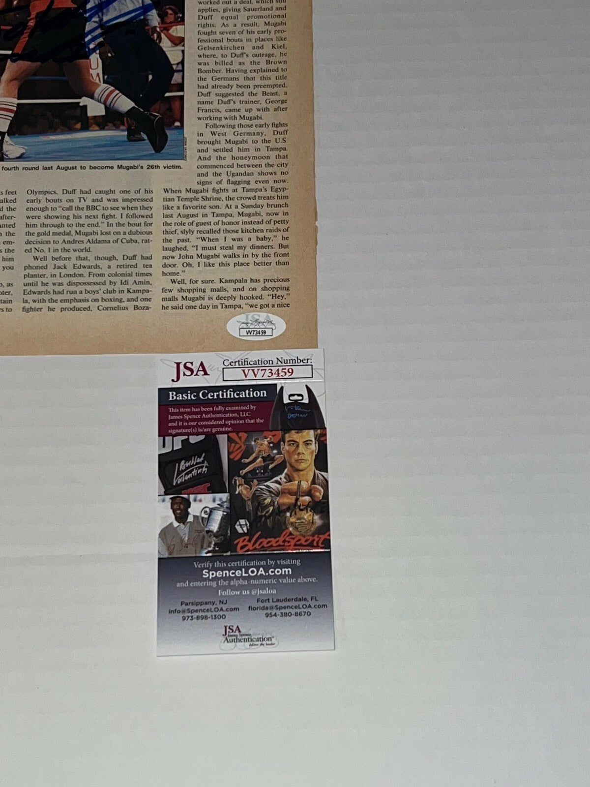 John Mugabi The Beast signed Boxing Magazine Page autographed 3 JSA