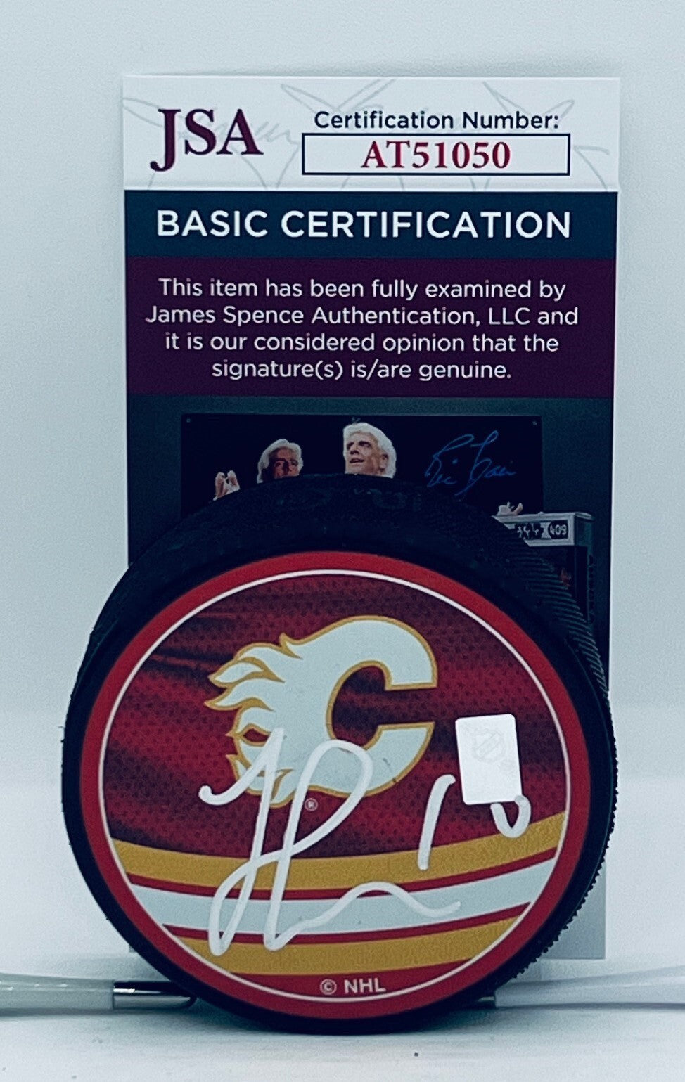 Jonathan Huberdeau signed Calgary Flames Reverse Retro Puck autographed JSA