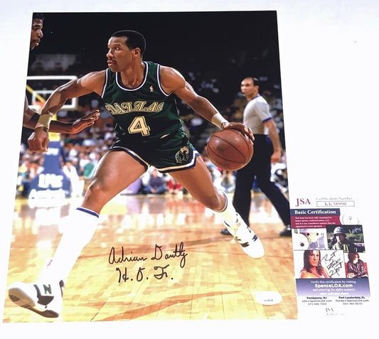 Adrian Dantley signed Dallas Mavericks 11x14 photo autographed W/ HOF Insc 2 JSA