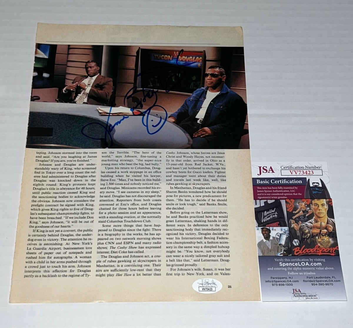 Buster Douglas signed Magazine Page Boxing Champ autographed 4 JSA