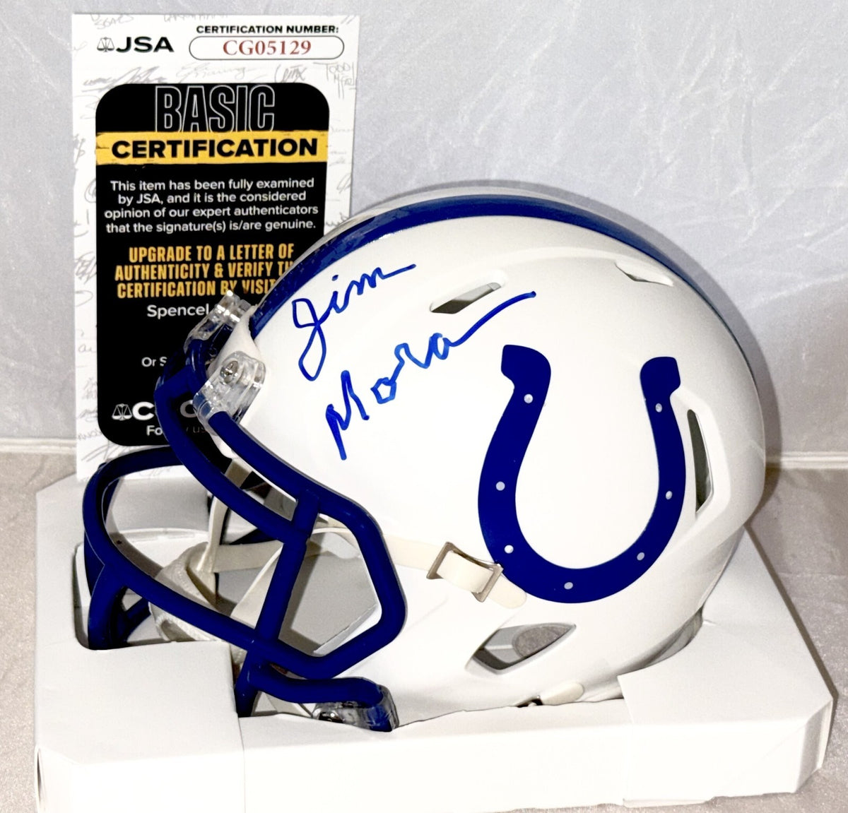 Jim Mora signed Indianapolis Colts Throwback mini helmet autographed JSA