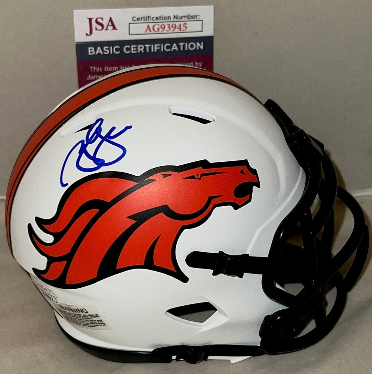 Brian Griese signed Denver Broncos Lunar Eclipse mini helmet autographed JSA