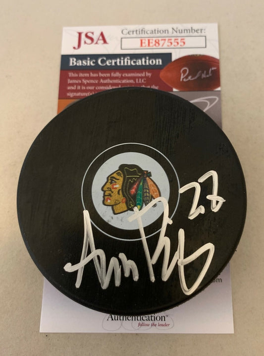 Adam Boqvist signed Chicago Blackhawks Puck autographed Hawks JSA