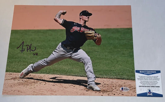 Zach Plesac signed Cleveland Indians 11x14 photo #5 Beckett Witnessed