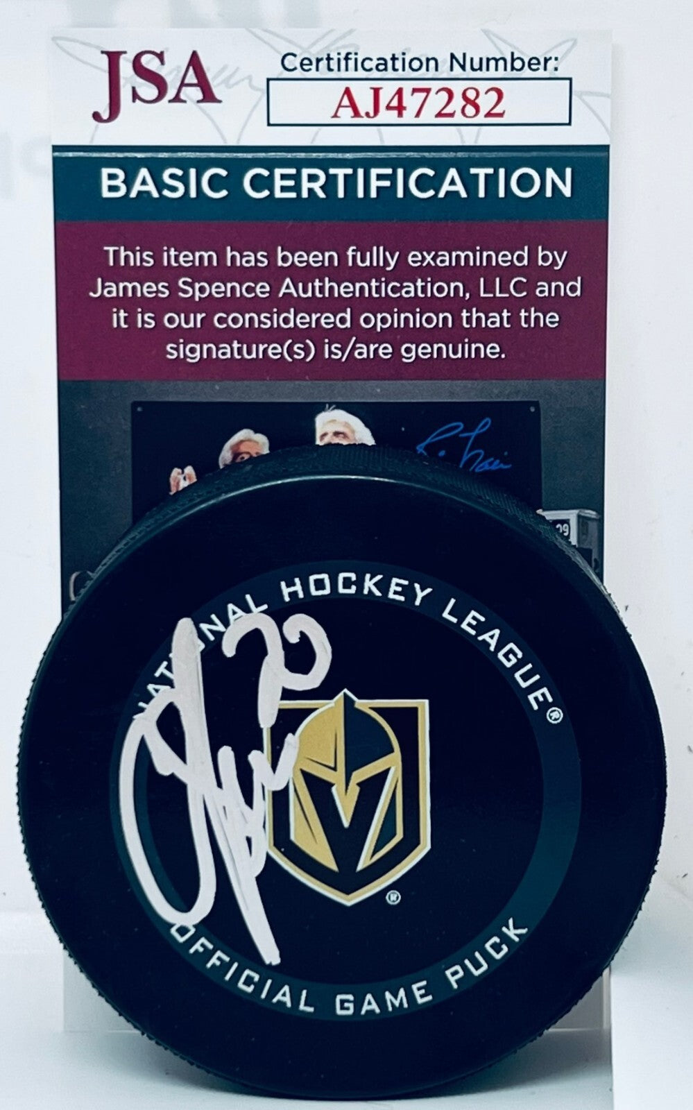 Chandler Stephenson signed Vegas Golden Knights Game Puck autographed JSA