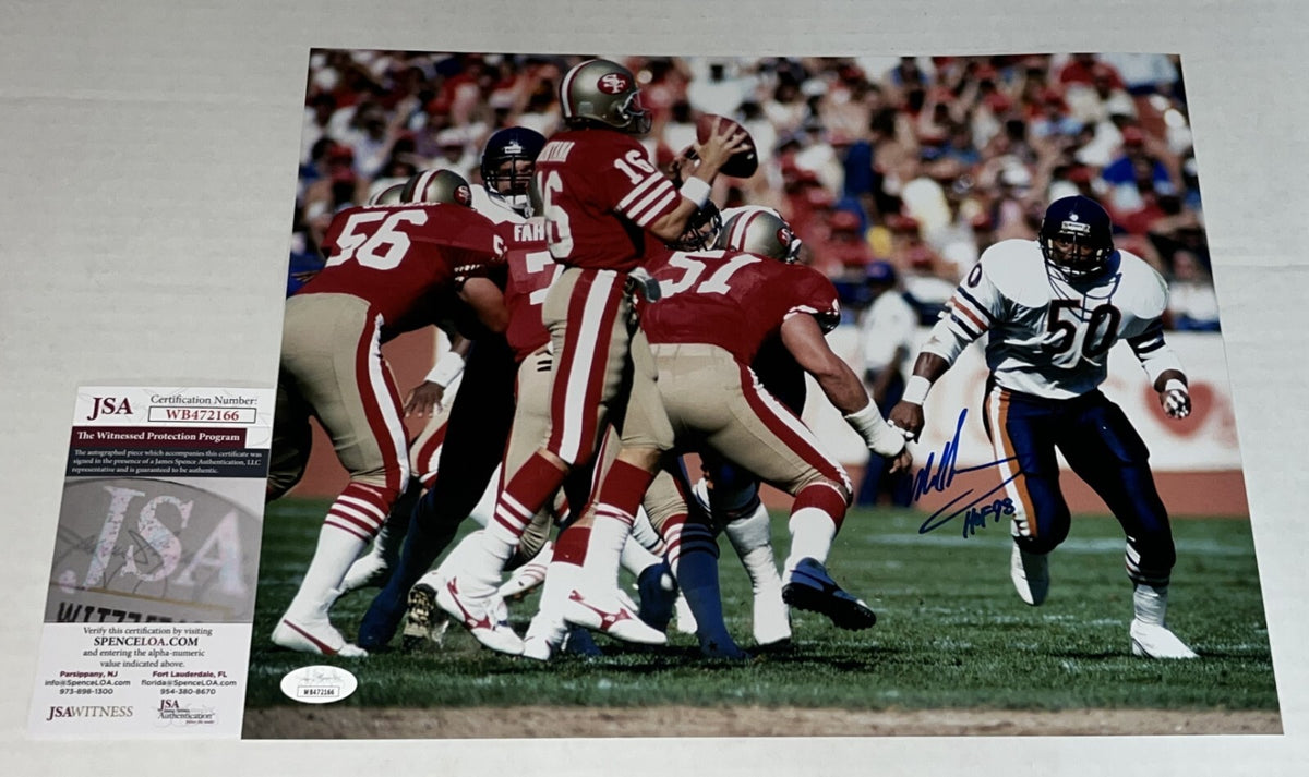 Mike Singletary signed Chicago Bears 11x14 photo W HOF Inscrip. #5 JSA Witnessed