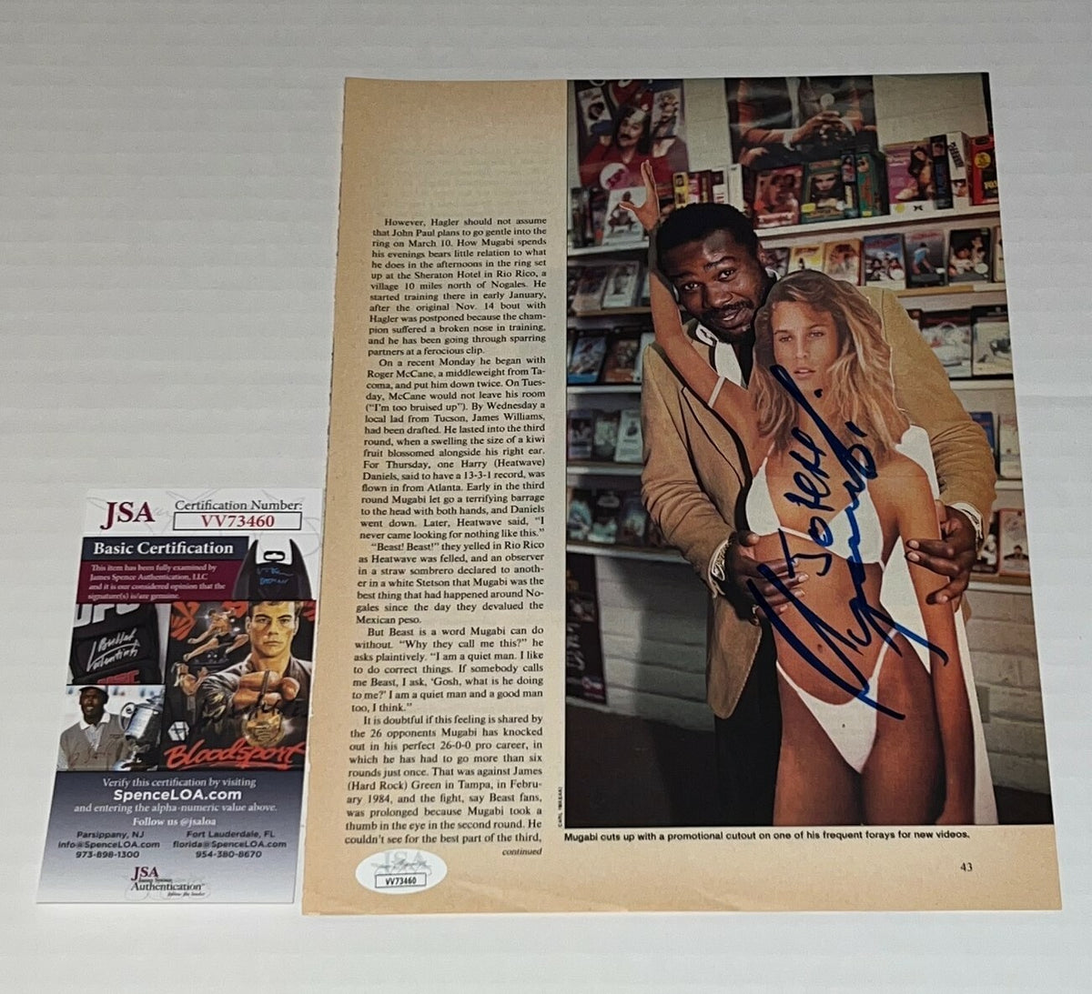 John Mugabi The Beast signed Boxing Magazine Page autographed JSA