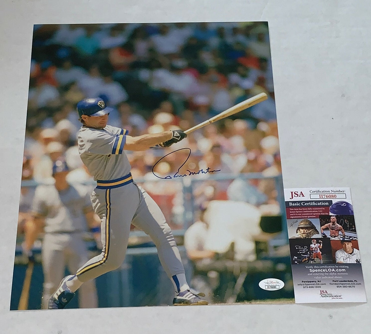 Paul Molitor signed Milwaukee Brewers 11x14 photo autographed 3 JSA