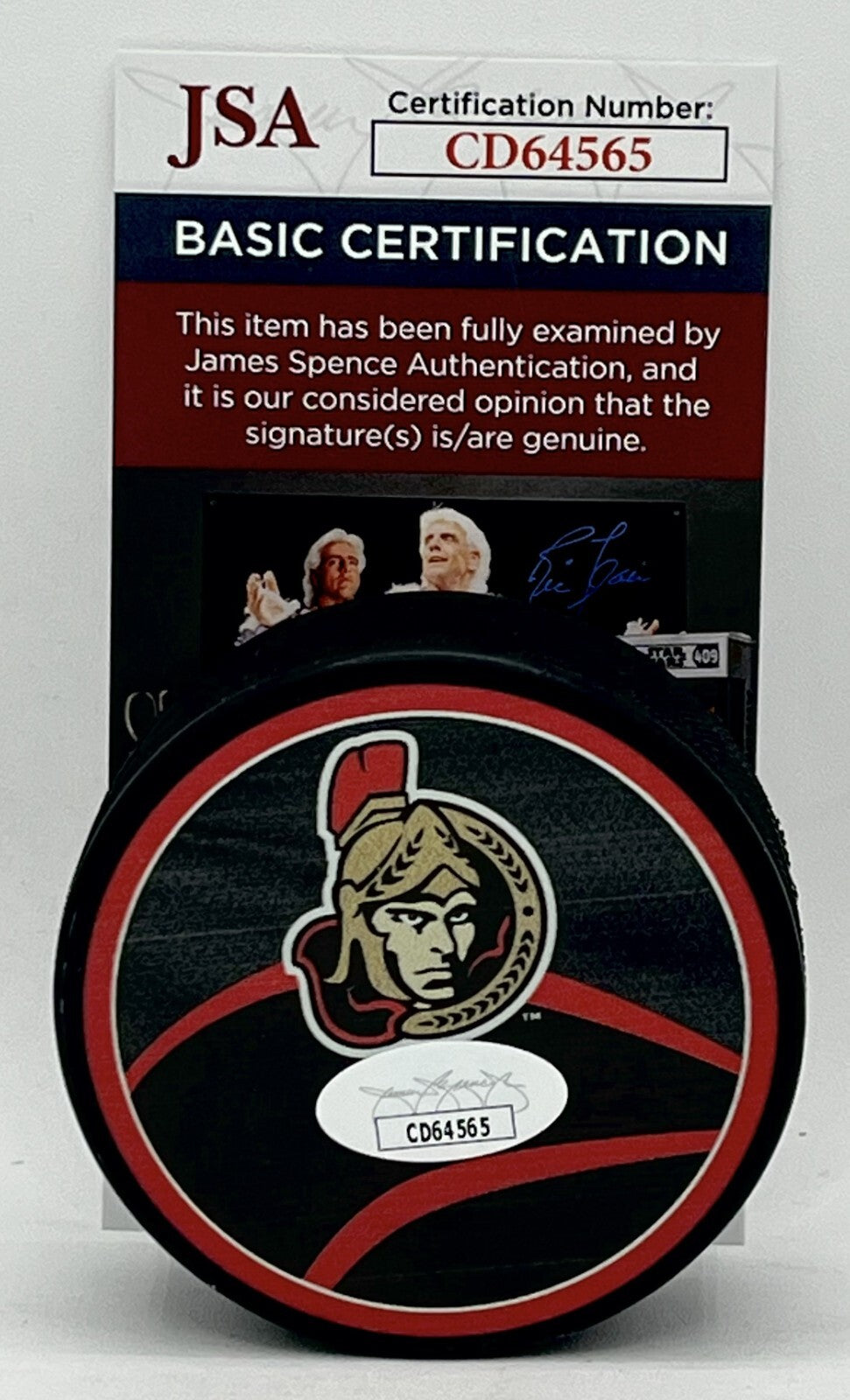 Jacques Martin signed Ottawa Senators Reverse Retro Puck autographed JSA