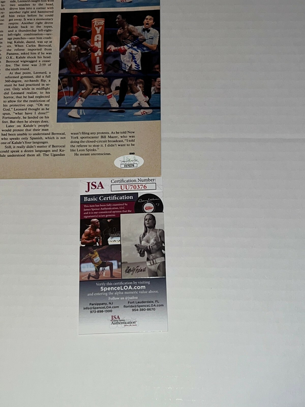 Thomas Hearns The Hitman signed Magazine Page Boxing Champ autographed 5 JSA